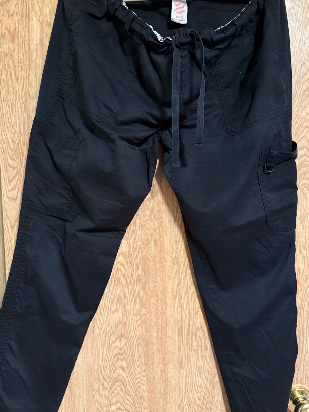 koi Women's Straight Leg Black Drawstring Scrub Pants